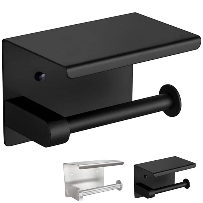 מתקן לנייר טואלט מדף מנירוסטה דבק 3M חזק ללא קדיחה 502